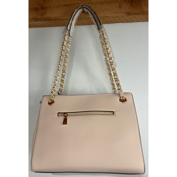 NWT Max Studio Pebble Grain Double Handle Tote Bag Chain Straps Ivory Color - Picture 8 of 12